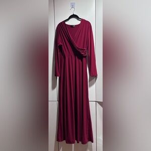 Chic Long Sleeve Burgundy Dress